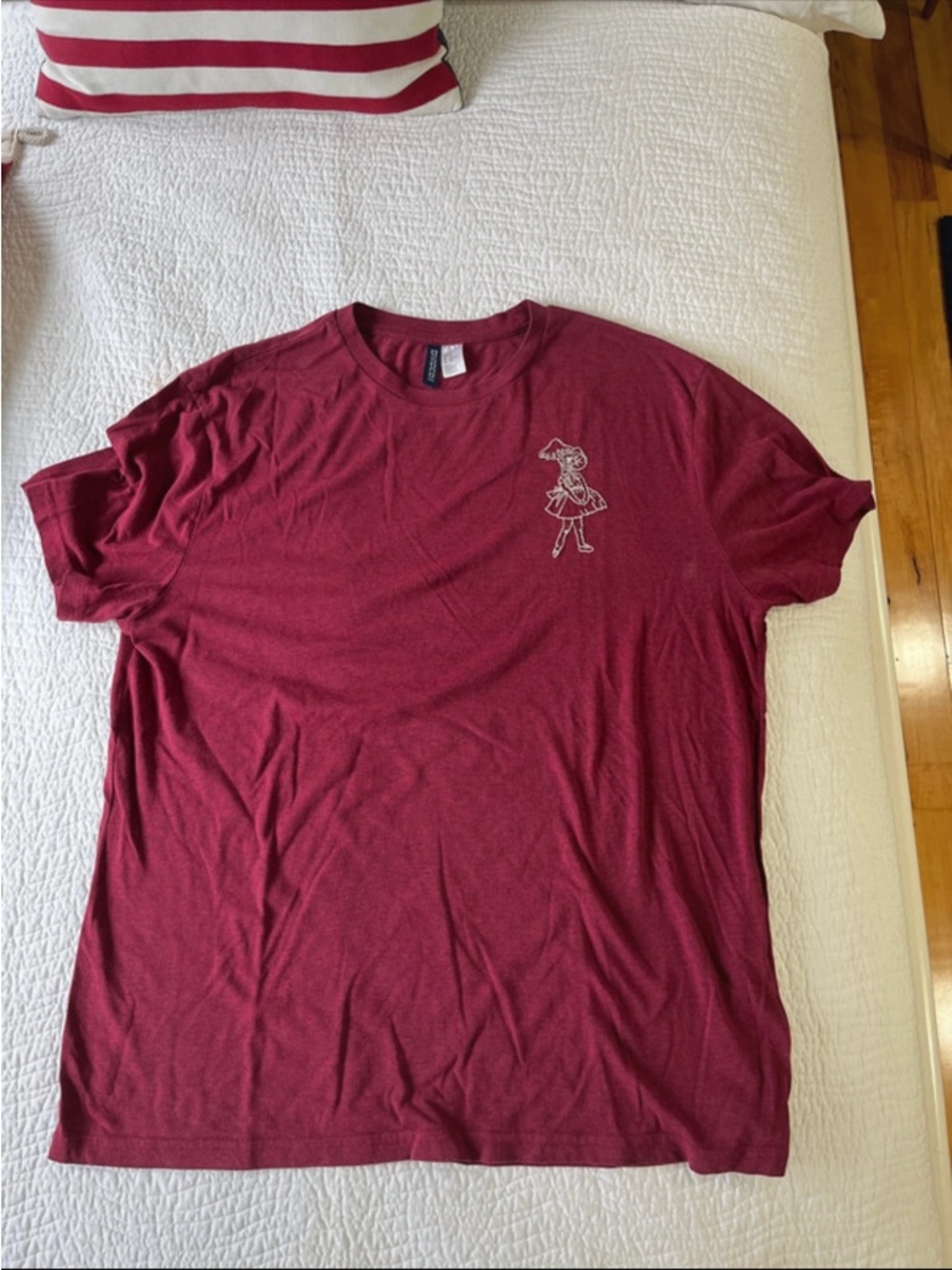 hand embroidered red tshirt